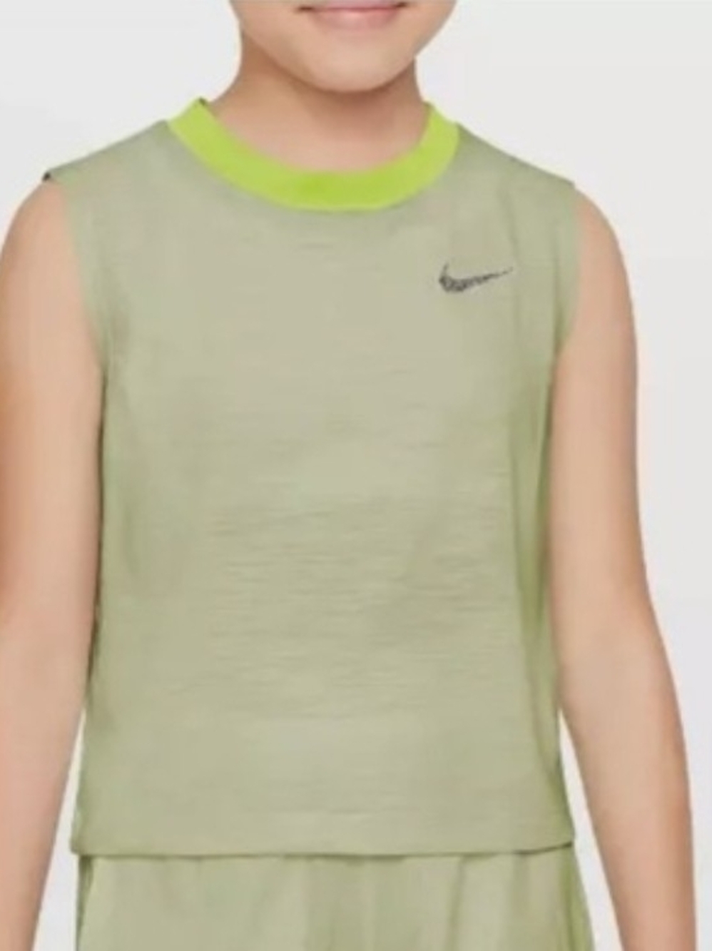 Nike Kids' Sleeveless Tank Top in Light Green with Lime Trim